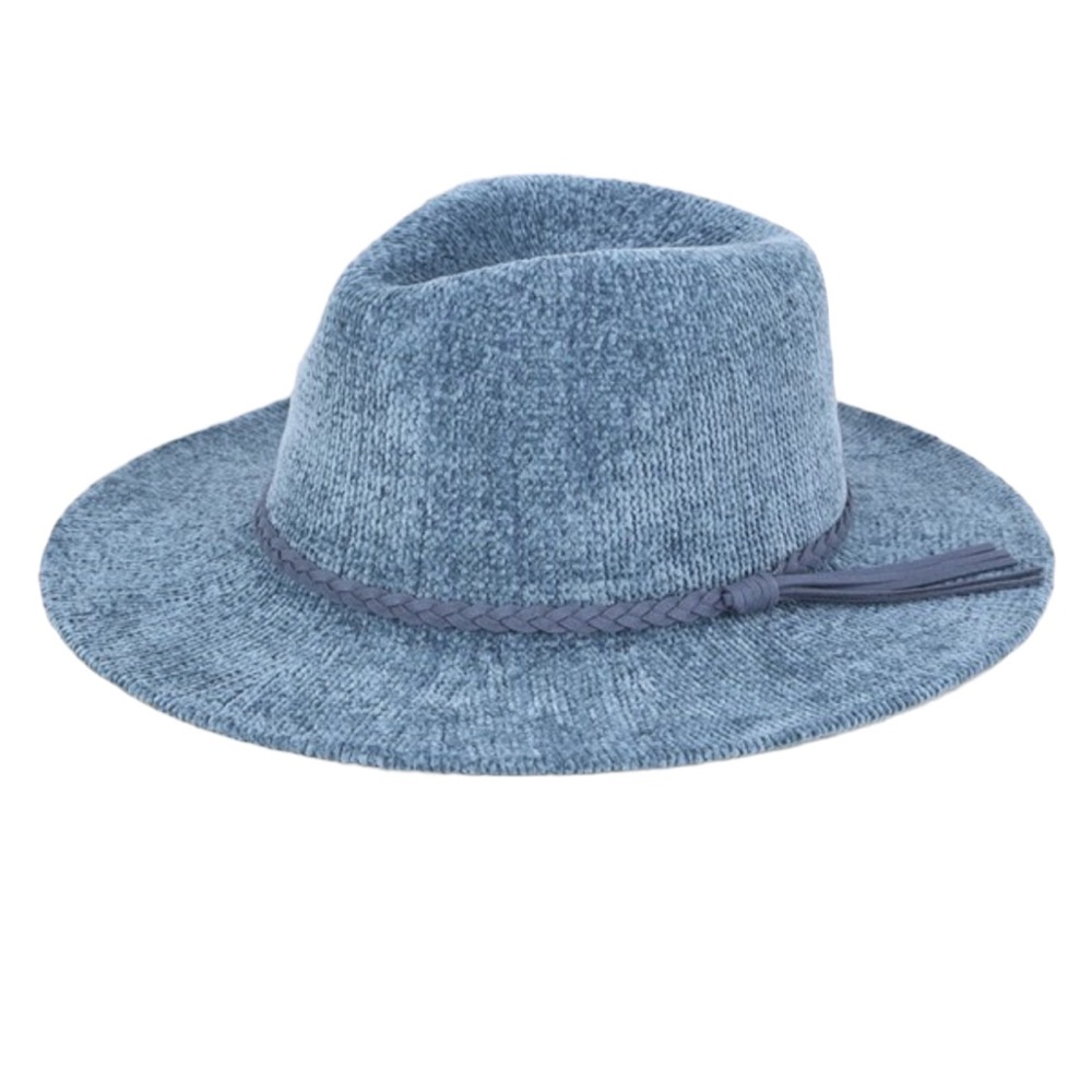 Teal Blue Chenille Panama Hat NWT